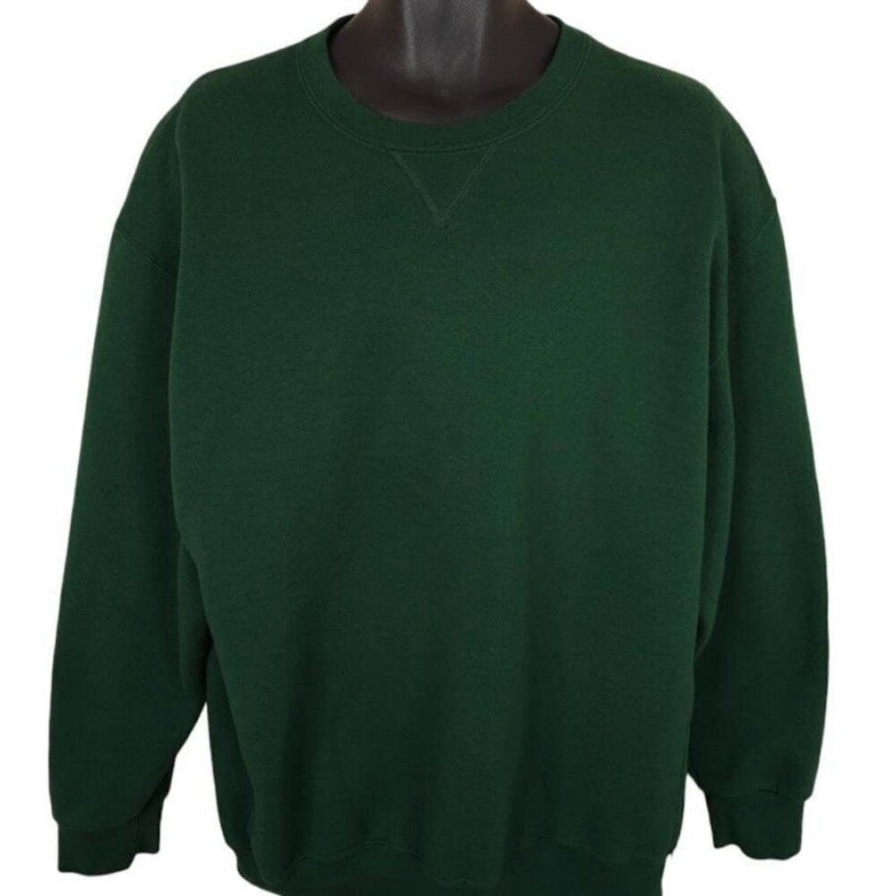 Vintage Blank Sweatshirt Mens Size 2XL Green Y2K Russell Athletic Crewneck